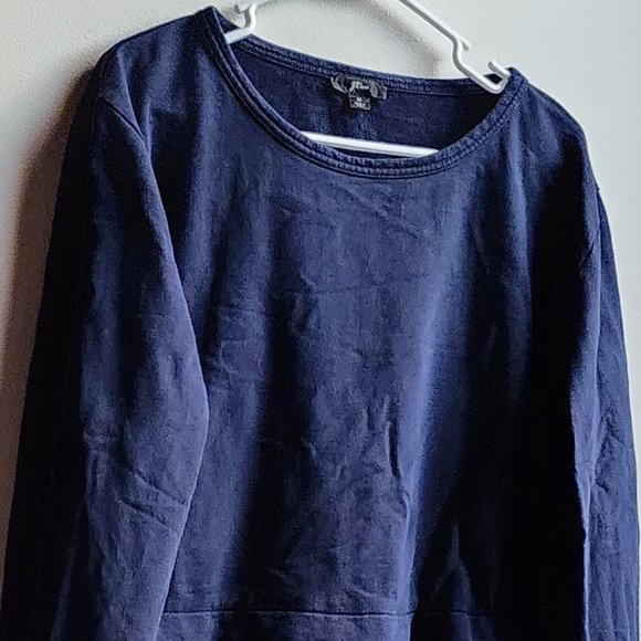 J. Crew Navy Eyelet Lace Trimmed Scoop Neck Sweatshirt Size Medium - Picture 2 of 12